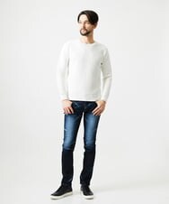 MNFAI52210 MICHEL KLEIN HOMME(ミッシェルクラン オム) 立体編柄クルーネックニット ホワイト