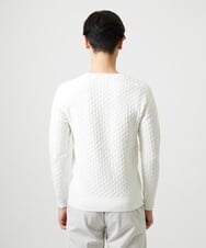 MNFAI52210 MICHEL KLEIN HOMME(ミッシェルクラン オム) 立体編柄クルーネックニット ホワイト