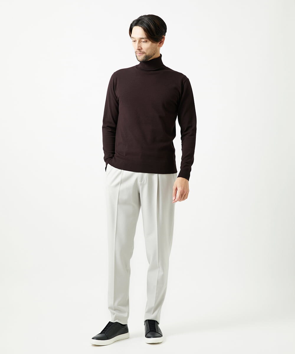 MNFAI53210 MICHEL KLEIN HOMME(ミッシェルクラン オム) 天竺編タートルネックニット ブラウン