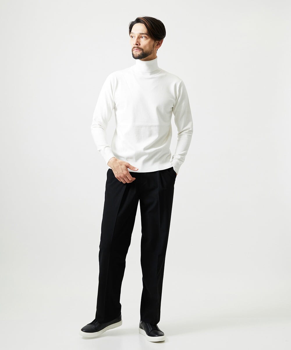 MNFAI53210 MICHEL KLEIN HOMME(ミッシェルクラン オム) 天竺編タートルネックニット ホワイト