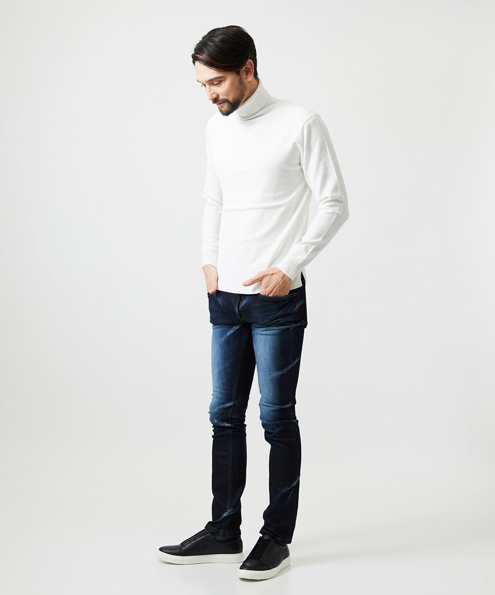 MNFAI53210 MICHEL KLEIN HOMME(ミッシェルクラン オム) 天竺編タートルネックニット ホワイト