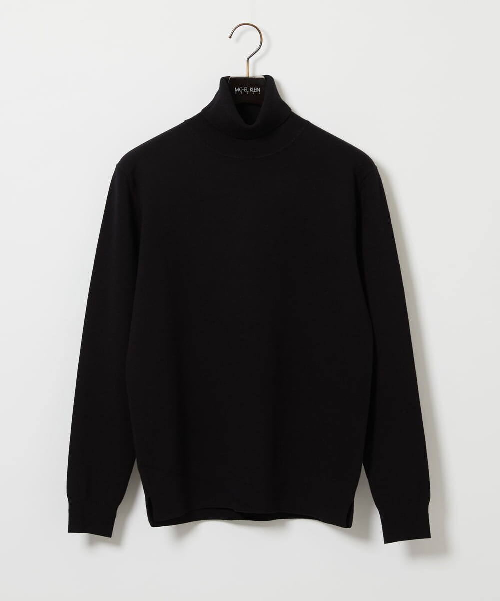 MNFAI53210 MICHEL KLEIN HOMME(ミッシェルクラン オム) 天竺編タートルネックニット ブラック
