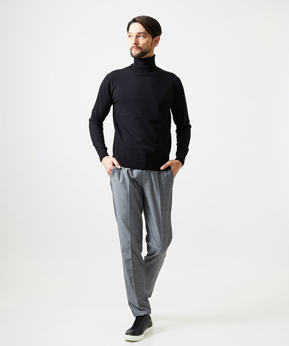 MNFAI53210 MICHEL KLEIN HOMME(ミッシェルクラン オム) 天竺編タートルネックニット ブラック