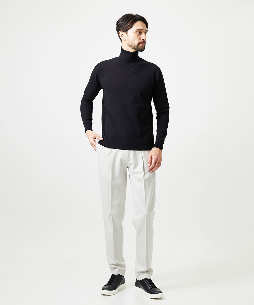 MNFAI53210 MICHEL KLEIN HOMME(ミッシェルクラン オム) 天竺編タートルネックニット ブラック