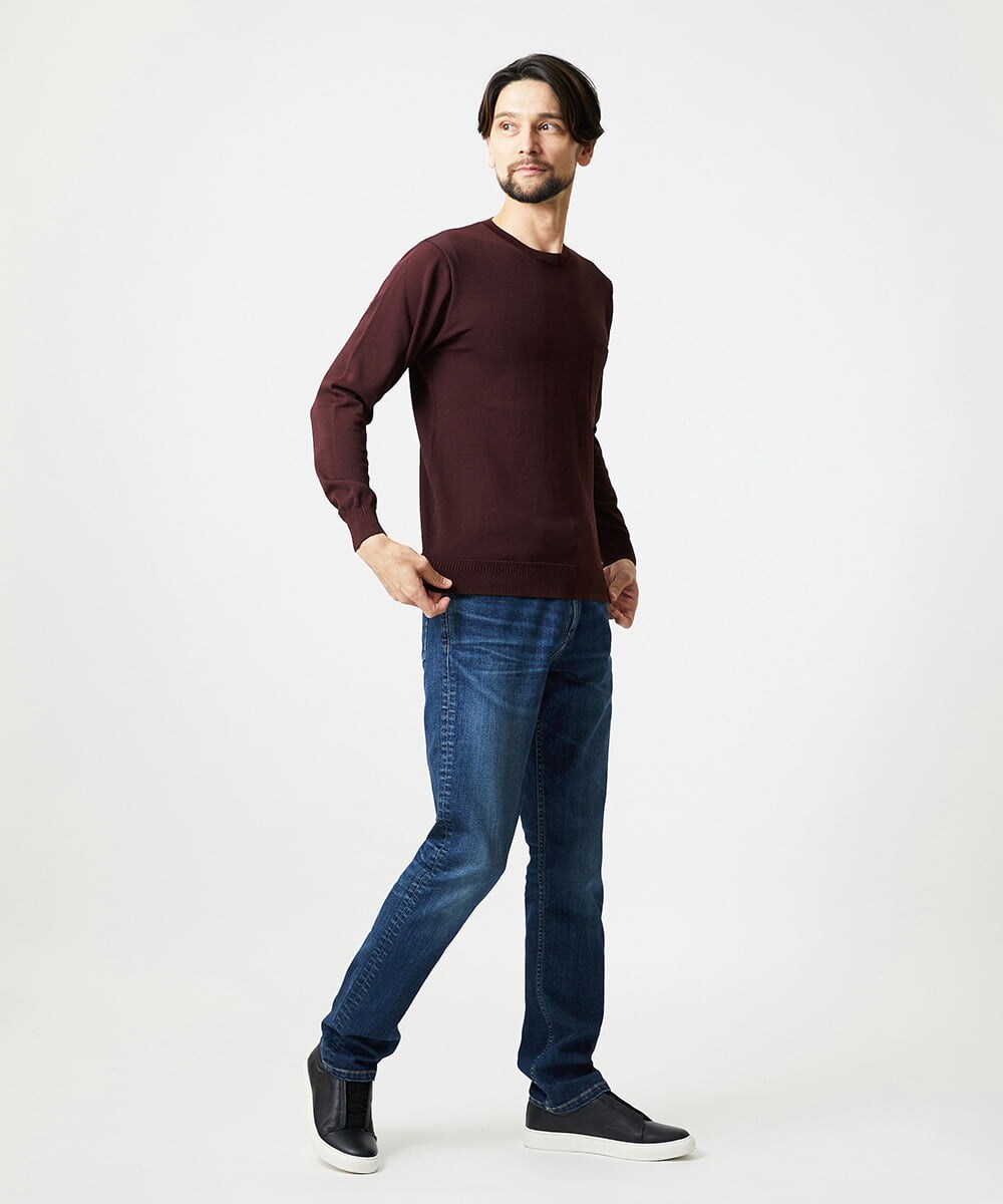 MNFAI54210 MICHEL KLEIN HOMME(ミッシェルクラン オム) 胸ポケット付きクルーネックニット パープル