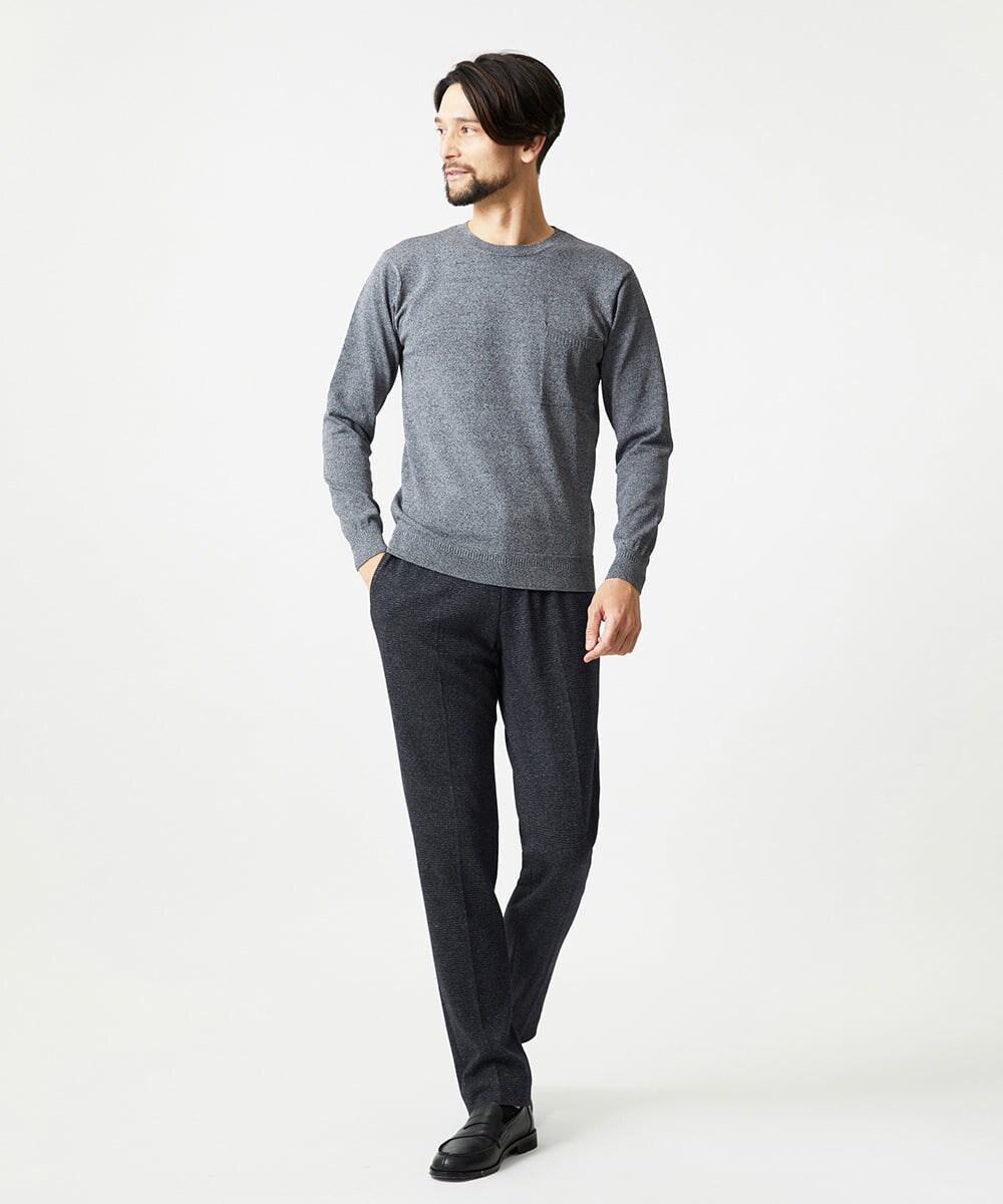 MNFAI54210 MICHEL KLEIN HOMME(ミッシェルクラン オム) 胸ポケット付きクルーネックニット グレー