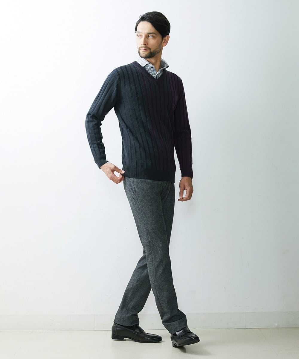 MNFAS01150 MICHEL KLEIN HOMME(ミッシェルクラン オム) グラデーションVネックニット パープル(63)