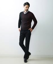 MNFAS01150 MICHEL KLEIN HOMME(ミッシェルクラン オム) グラデーションVネックニット パープル(77)