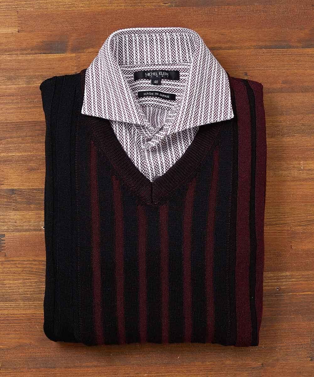 MNFAS01150 MICHEL KLEIN HOMME(ミッシェルクラン オム) グラデーションVネックニット パープル(77)