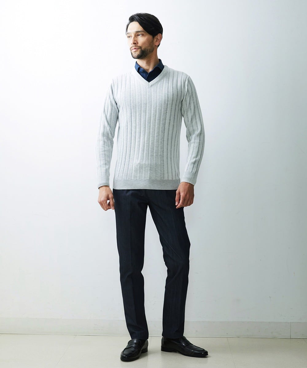 MNFAS01150 MICHEL KLEIN HOMME(ミッシェルクラン オム) グラデーションVネックニット ホワイト(90)