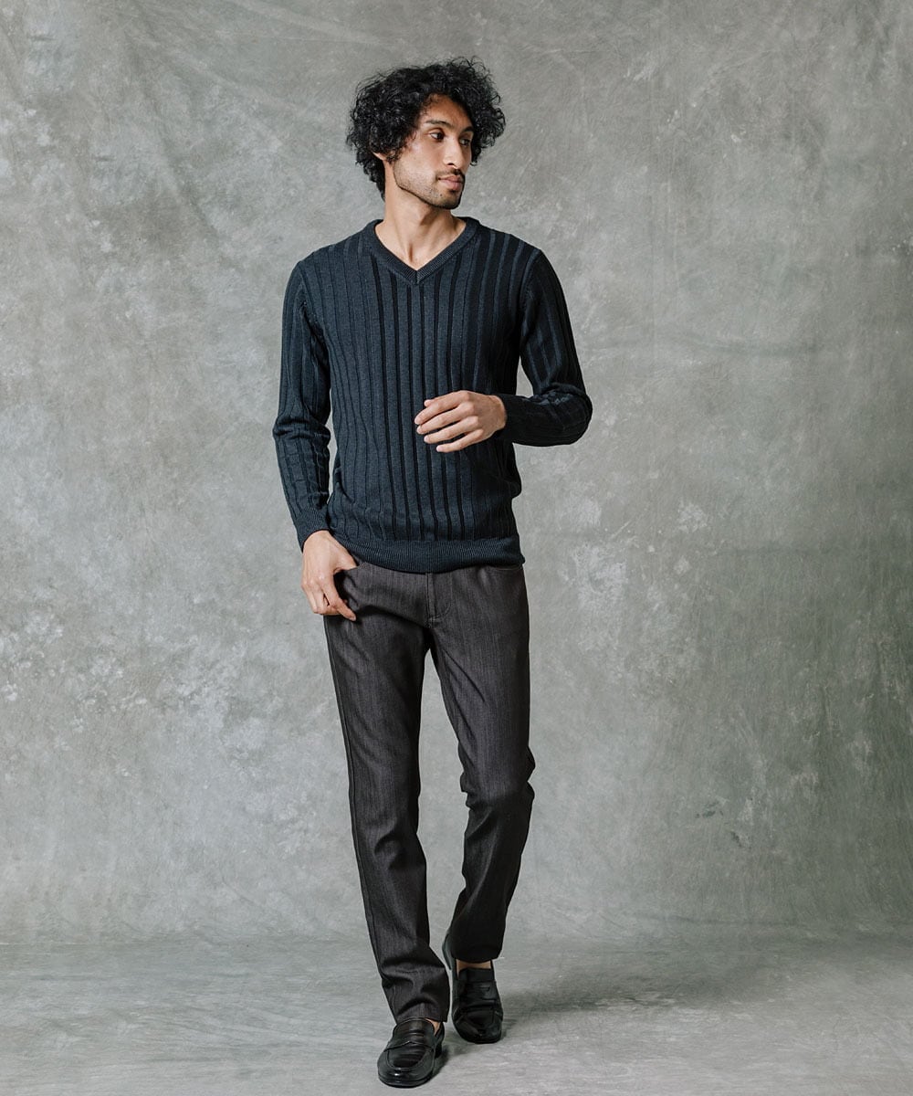 MNFAS01150 MICHEL KLEIN HOMME(ミッシェルクラン オム) グラデーションVネックニット ブラック(94)