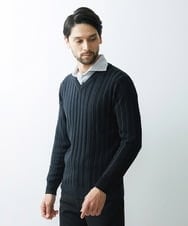 MNFAS01150 MICHEL KLEIN HOMME(ミッシェルクラン オム) グラデーションVネックニット ブラック(94)