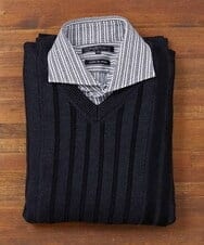 MNFAS01150 MICHEL KLEIN HOMME(ミッシェルクラン オム) グラデーションVネックニット ブラック(94)