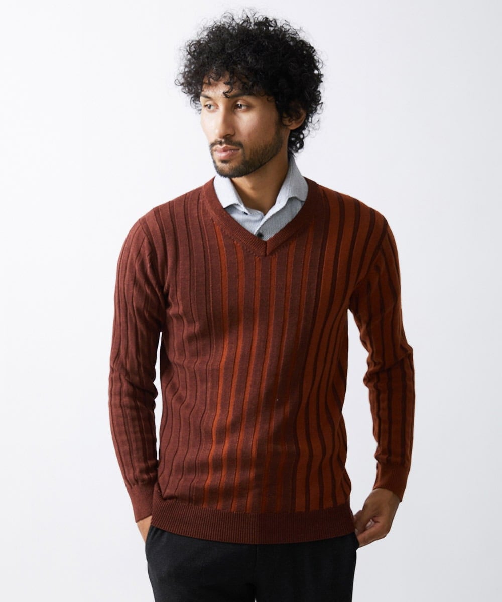 MNFAV01170 MICHEL KLEIN HOMME(ミッシェルクラン オム) グラデーションVネックニット オレンジ