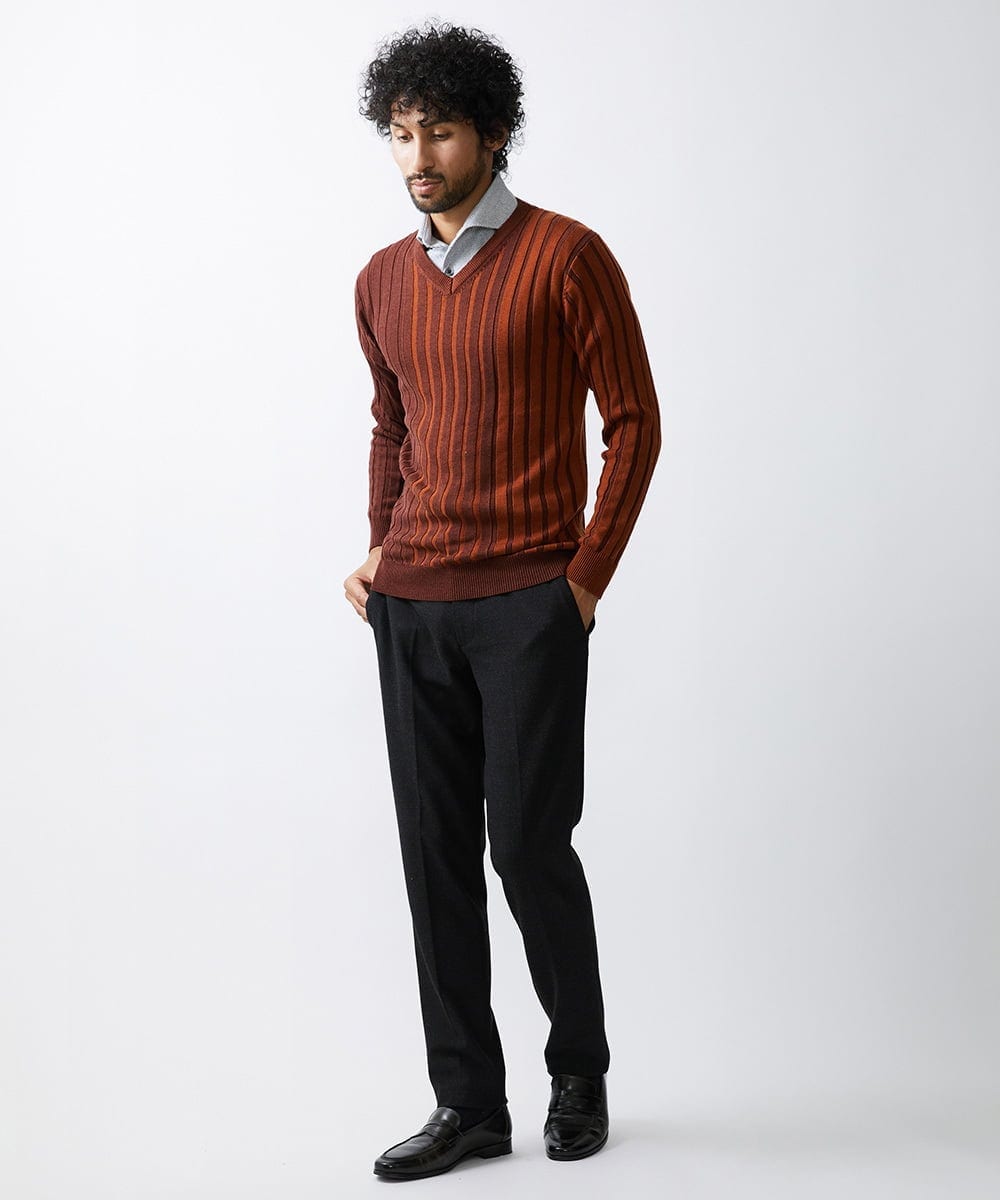 MNFAV01170 MICHEL KLEIN HOMME(ミッシェルクラン オム) グラデーションVネックニット オレンジ