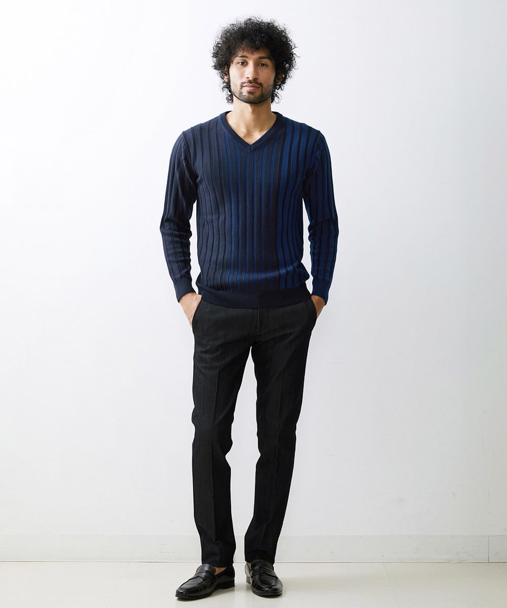MNFAV01170 MICHEL KLEIN HOMME(ミッシェルクラン オム) グラデーションVネックニット ネイビー