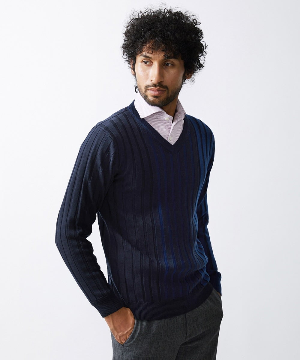 MNFAV01170 MICHEL KLEIN HOMME(ミッシェルクラン オム) グラデーションVネックニット ネイビー