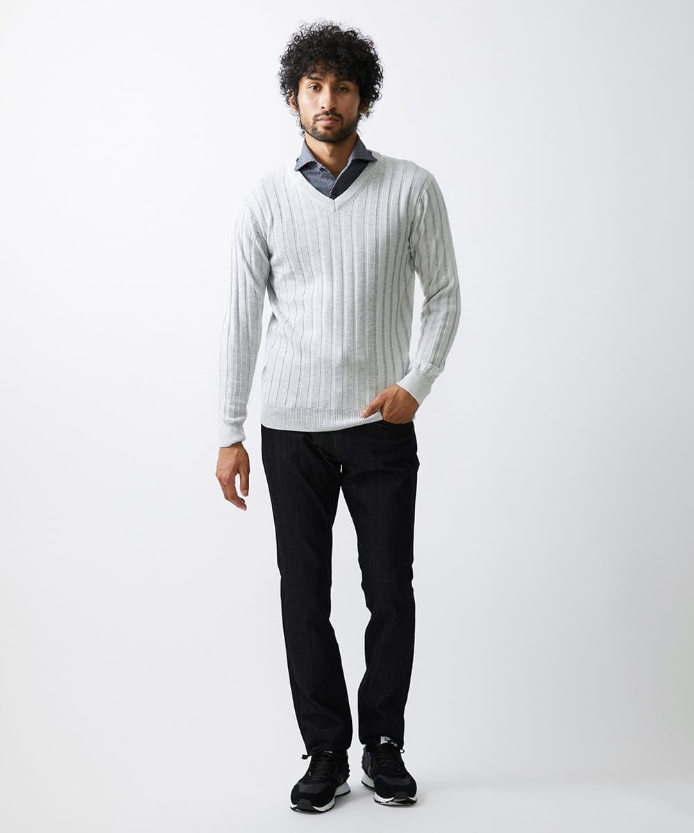 MNFAV01170 MICHEL KLEIN HOMME(ミッシェルクラン オム) グラデーションVネックニット ホワイト
