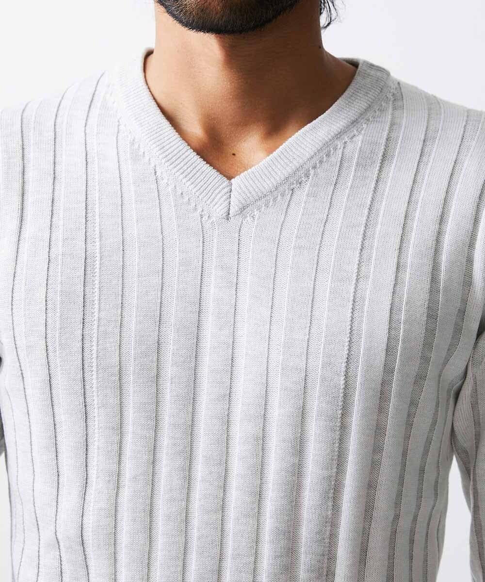 MNFAV01170 MICHEL KLEIN HOMME(ミッシェルクラン オム) グラデーションVネックニット ホワイト