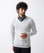 MNFAV01170 MICHEL KLEIN HOMME(ミッシェルクラン オム) グラデーションVネックニット ホワイト