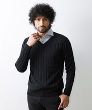 MNFAV01170 MICHEL KLEIN HOMME(ミッシェルクラン オム) グラデーションVネックニット ブラック