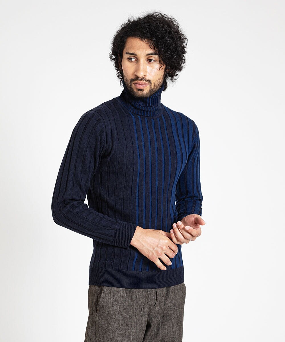 MNFAV02180 MICHEL KLEIN HOMME(ミッシェルクラン オム) 【2023年モデル】グラデーションタートルネックニット ネイビー(57)