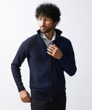 MNFAV03200 MICHEL KLEIN HOMME(ミッシェルクラン オム) 【2023年モデル】グラデーションニットZIPアップカーディガン ネイビー(57)