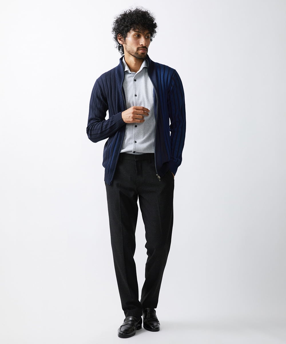 MNFAV03200 MICHEL KLEIN HOMME(ミッシェルクラン オム) 【2023年モデル】グラデーションニットZIPアップカーディガン ネイビー(57)