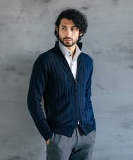 MNFAV03200 MICHEL KLEIN HOMME(ミッシェルクラン オム) 【2023年モデル】グラデーションニットZIPアップカーディガン ネイビー(57)