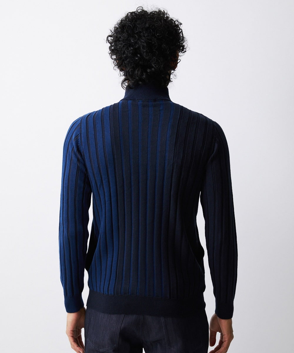 MNFAV03200 MICHEL KLEIN HOMME(ミッシェルクラン オム) 【2023年モデル】グラデーションニットZIPアップカーディガン ネイビー(57)