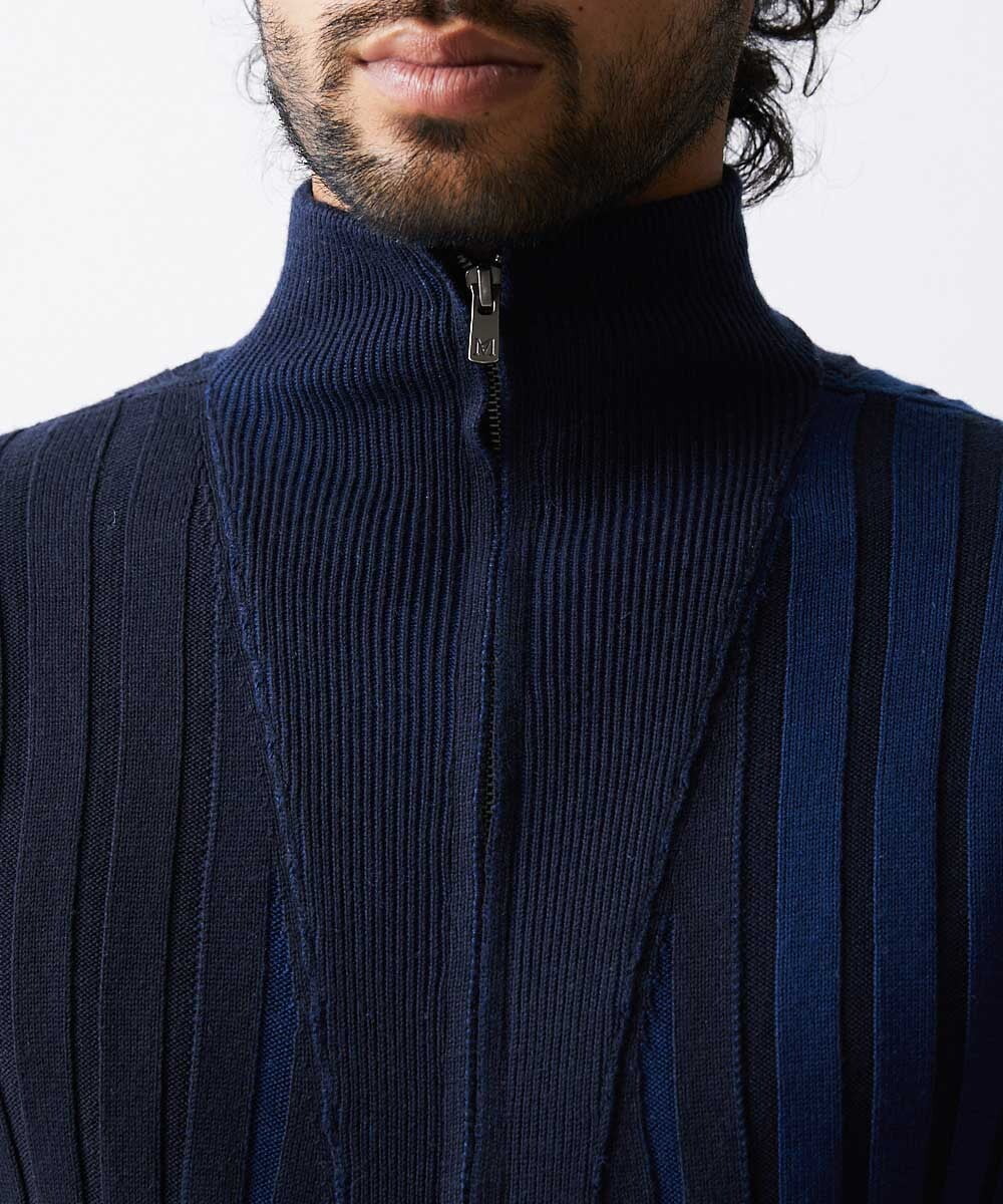 MNFAV03200 MICHEL KLEIN HOMME(ミッシェルクラン オム) 【2023年モデル】グラデーションニットZIPアップカーディガン ネイビー(57)