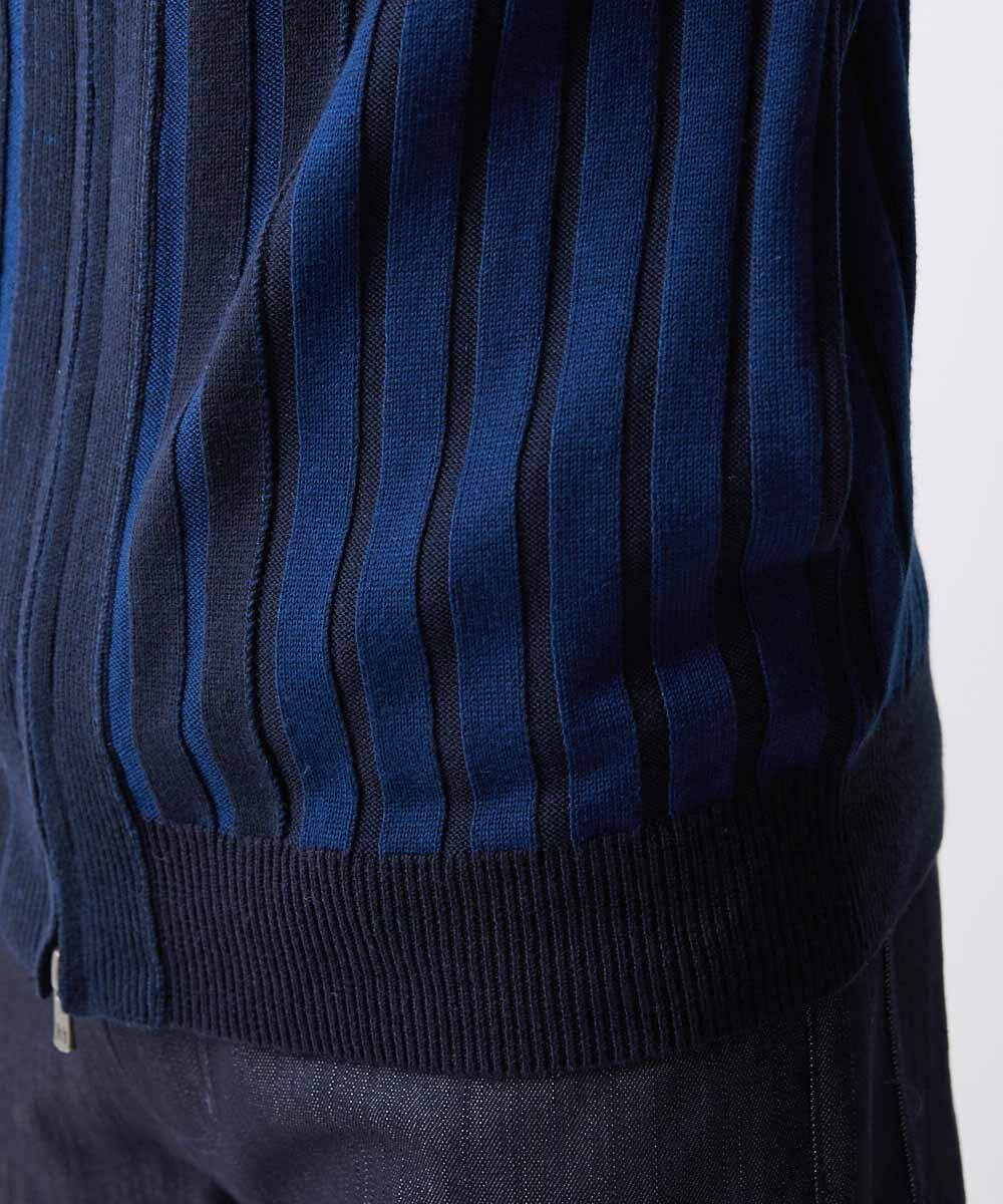 MNFAV03200 MICHEL KLEIN HOMME(ミッシェルクラン オム) 【2023年モデル】グラデーションニットZIPアップカーディガン ネイビー(57)