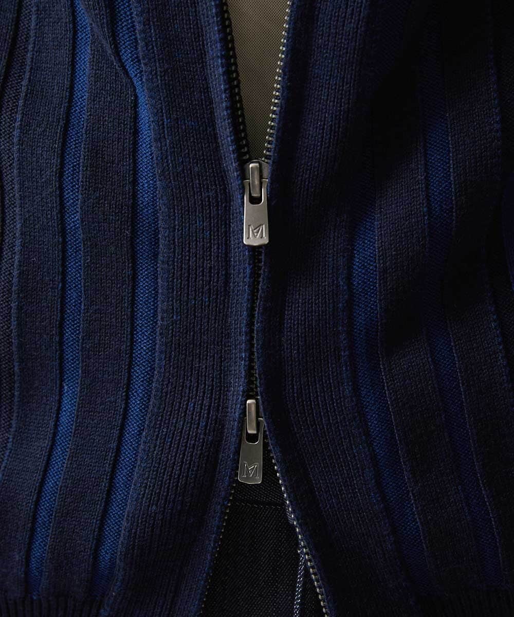 MNFAV03200 MICHEL KLEIN HOMME(ミッシェルクラン オム) 【2023年モデル】グラデーションニットZIPアップカーディガン ネイビー(57)