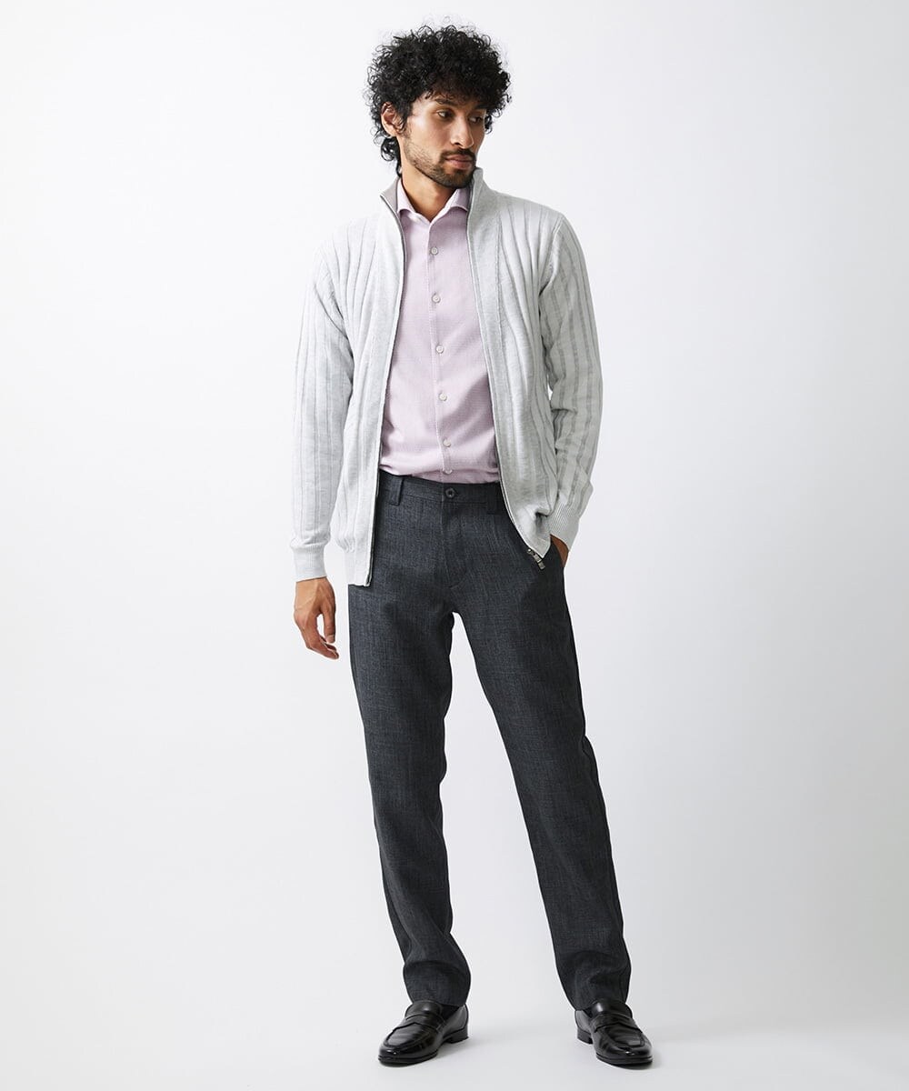 MNFAV03200 MICHEL KLEIN HOMME(ミッシェルクラン オム) 【2023年モデル】グラデーションニットZIPアップカーディガン ホワイト(90)