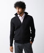 MNFAV03200 MICHEL KLEIN HOMME(ミッシェルクラン オム) 【2023年モデル】グラデーションニットZIPアップカーディガン ブラック(94)