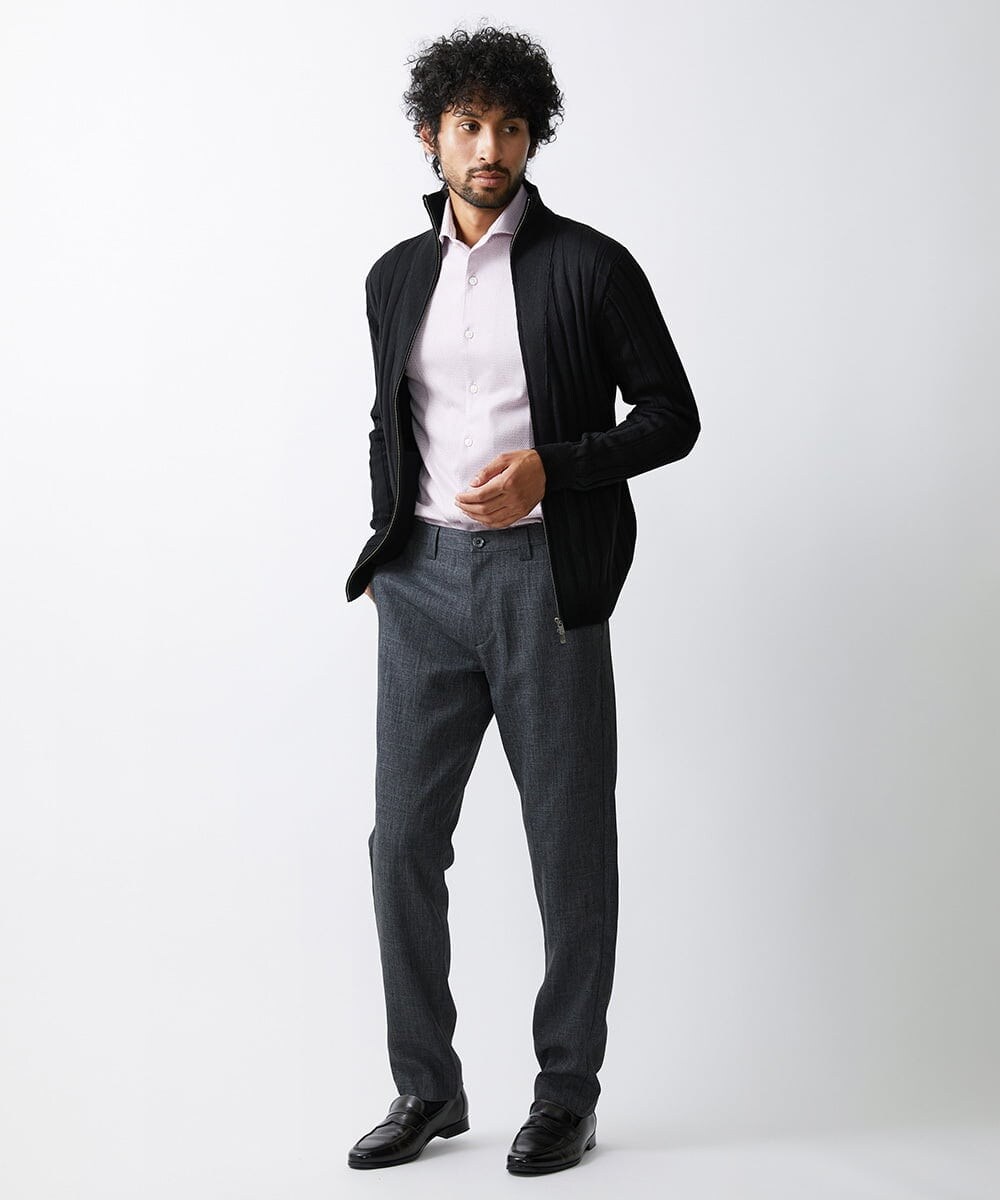 MNFAV03200 MICHEL KLEIN HOMME(ミッシェルクラン オム) 【2023年モデル】グラデーションニットZIPアップカーディガン ブラック(94)