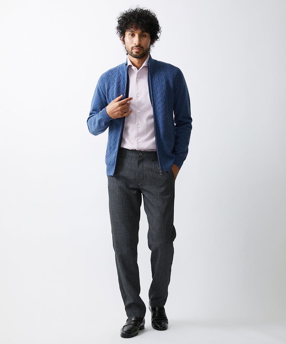 MNFAV05230 MICHEL KLEIN HOMME(ミッシェルクラン オム) ニットZIPアップカーディガン ライトブルー(50)