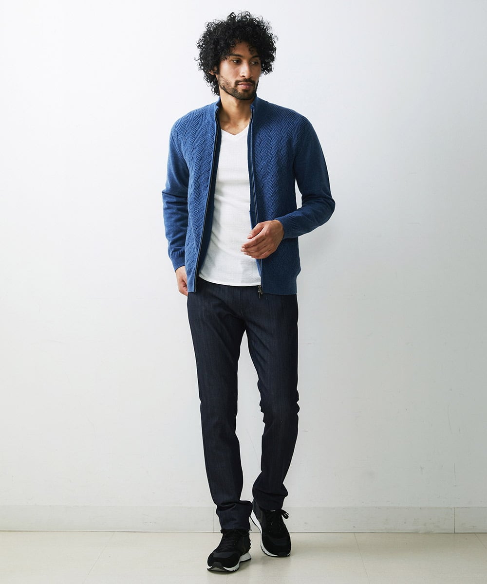 MNFAV05230 MICHEL KLEIN HOMME(ミッシェルクラン オム) ニットZIPアップカーディガン ライトブルー(50)