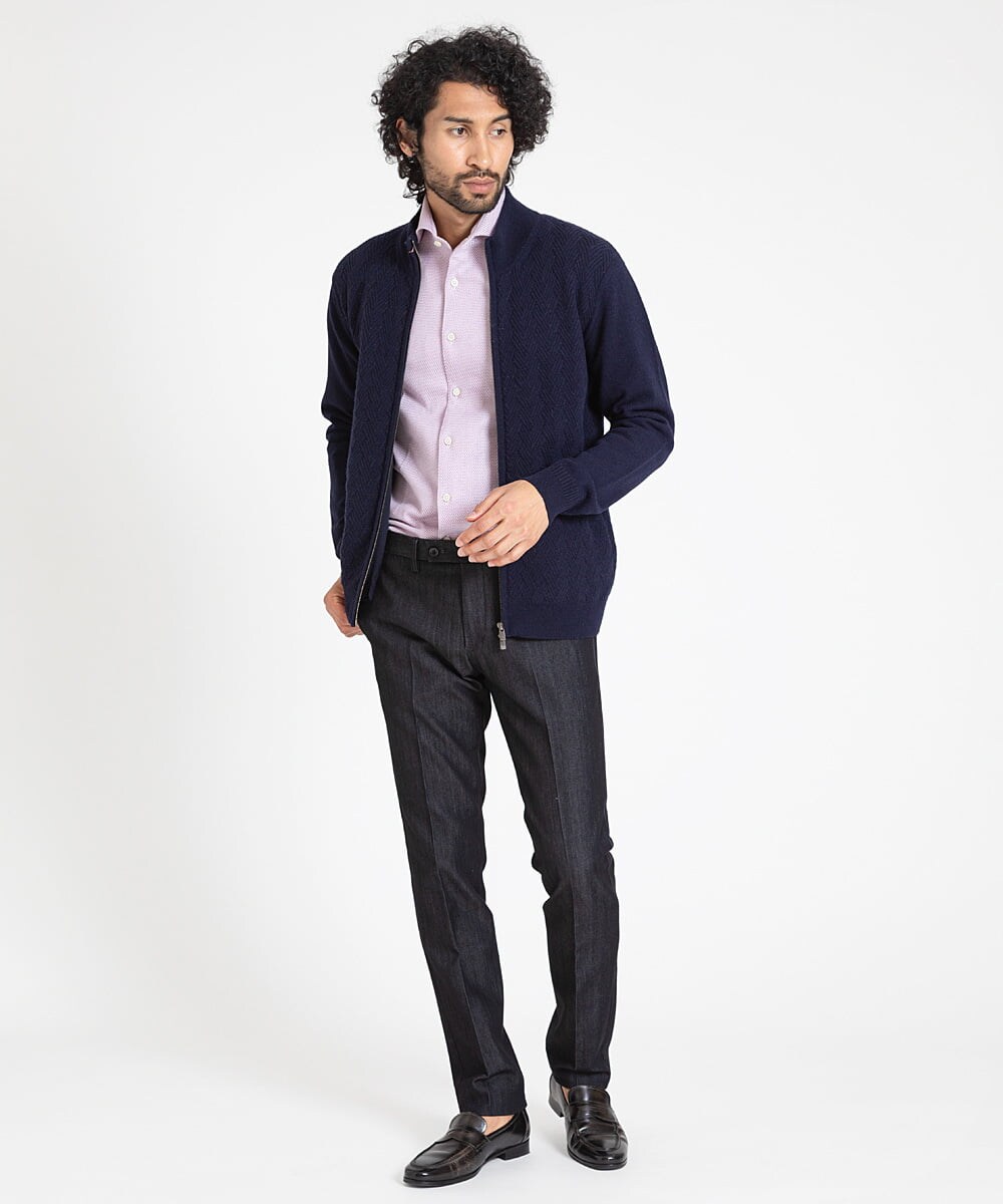 MNFAV05230 MICHEL KLEIN HOMME(ミッシェルクラン オム) ニットZIPアップカーディガン ネイビー(57)