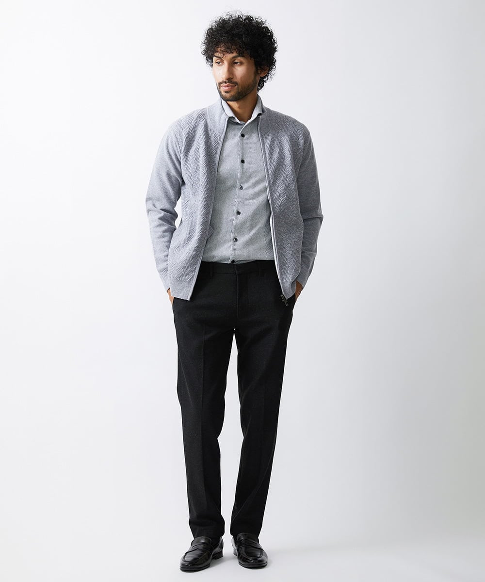 MNFAV05230 MICHEL KLEIN HOMME(ミッシェルクラン オム) ニットZIPアップカーディガン ライトグレー(91)