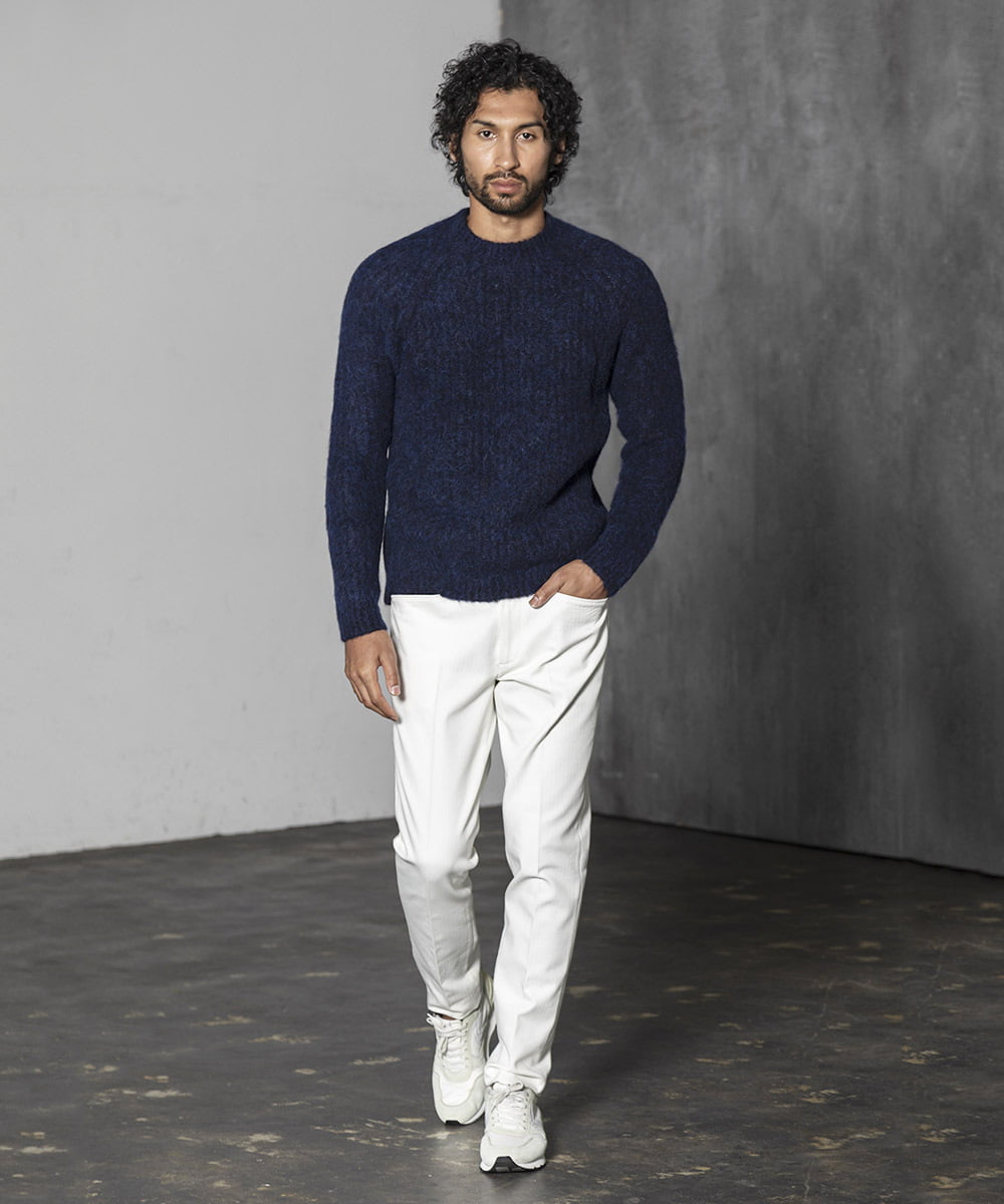 MNFAV07290 MICHEL KLEIN HOMME(ミッシェルクラン オム) ウールブレンドクルーネックニット ネイビー(57)