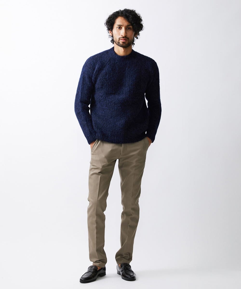 MNFAV07290 MICHEL KLEIN HOMME(ミッシェルクラン オム) ウールブレンドクルーネックニット ネイビー