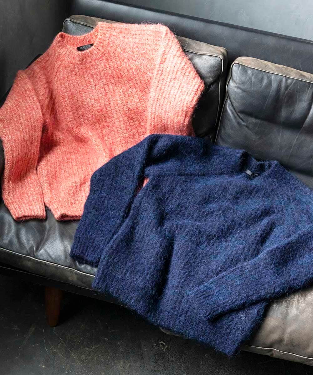 MNFAV07290 MICHEL KLEIN HOMME(ミッシェルクラン オム) ウールブレンドクルーネックニット ネイビー