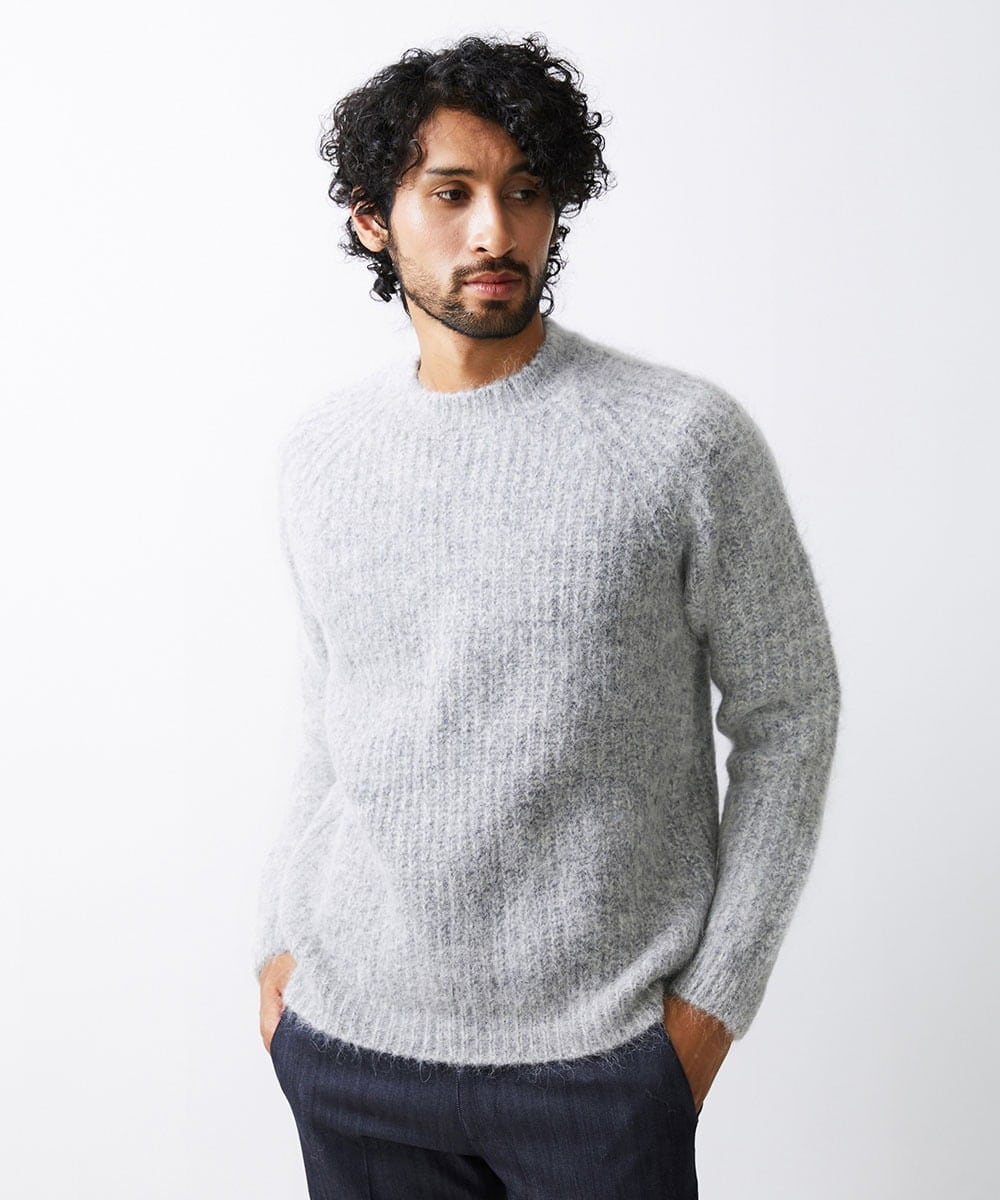 MNFAV07290 MICHEL KLEIN HOMME(ミッシェルクラン オム) ウールブレンドクルーネックニット ライトグレー