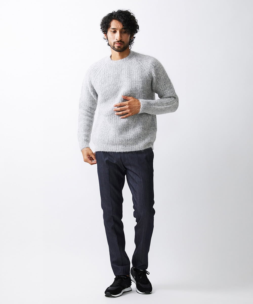 MNFAV07290 MICHEL KLEIN HOMME(ミッシェルクラン オム) ウールブレンドクルーネックニット ライトグレー