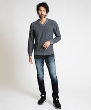 MNFAV11190 MICHEL KLEIN HOMME(ミッシェルクラン オム) 矢羽根柄 Vネックニット ダークグレー