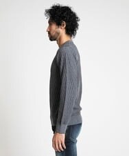 MNFAV11190 MICHEL KLEIN HOMME(ミッシェルクラン オム) 矢羽根柄 Vネックニット ダークグレー