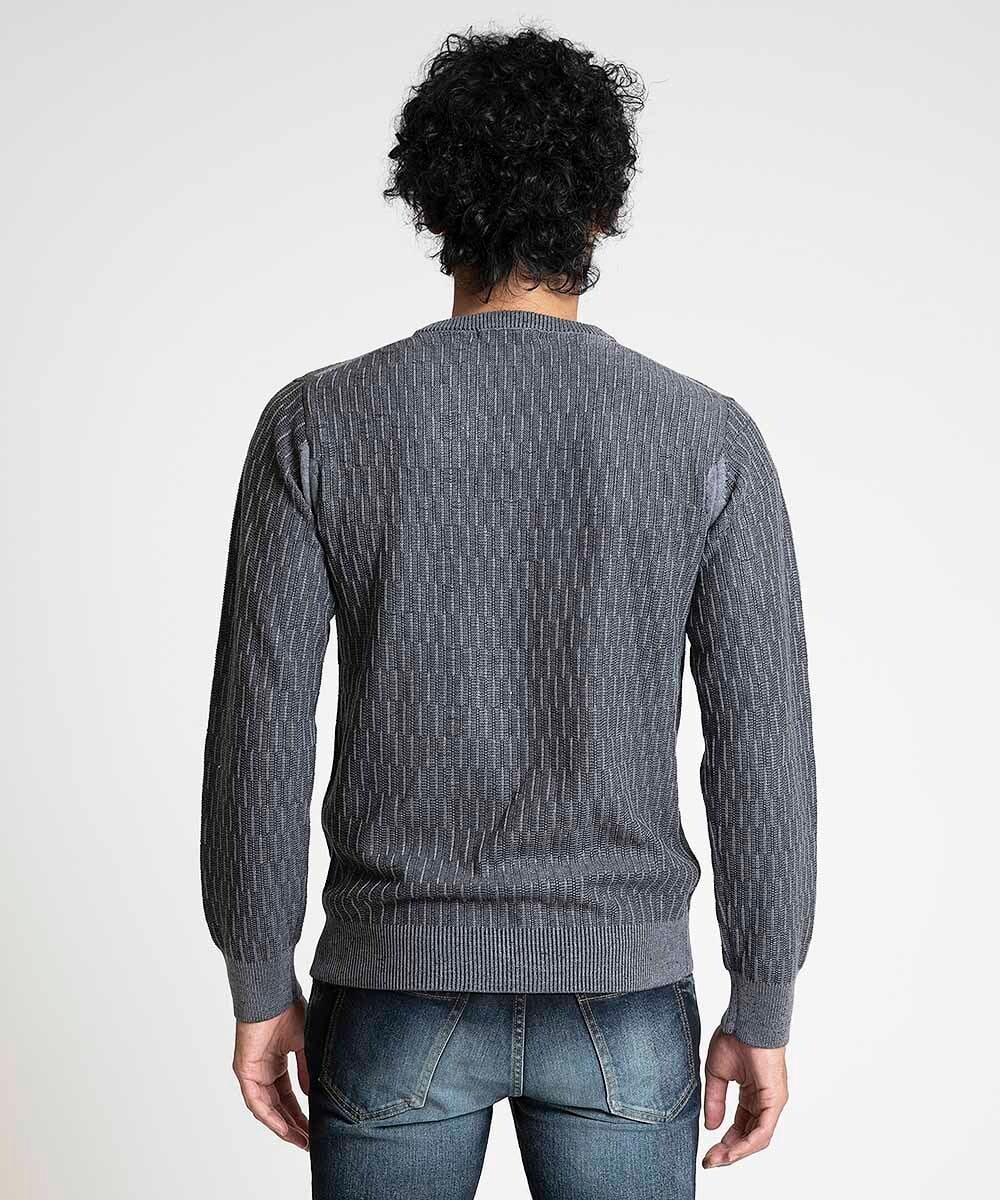 MNFAV11190 MICHEL KLEIN HOMME(ミッシェルクラン オム) 矢羽根柄 Vネックニット ダークグレー