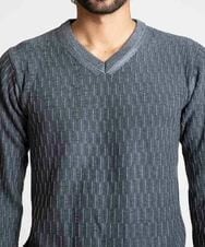 MNFAV11190 MICHEL KLEIN HOMME(ミッシェルクラン オム) 矢羽根柄 Vネックニット ダークグレー