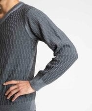 MNFAV11190 MICHEL KLEIN HOMME(ミッシェルクラン オム) 矢羽根柄 Vネックニット ダークグレー